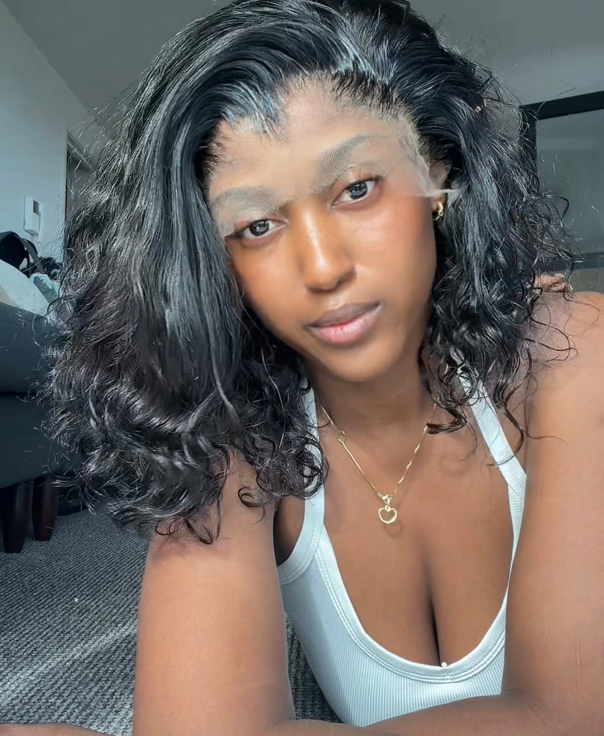 12” Raw Indian Curly Wig | 13x6 HD Lace Frontal 200g