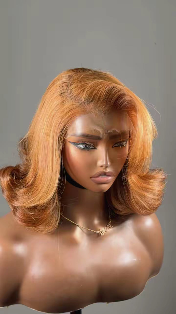 12” Golden Blonde Filipino Single Donor Bouncy Wig – 5x5 Closure | Custom Made