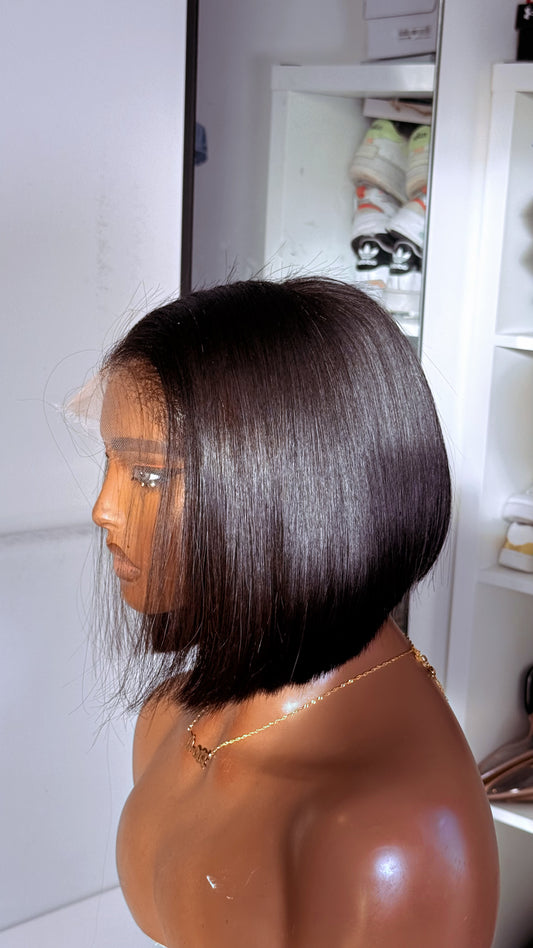 8 Inches Bob raw Donor Hair Wig – 6x6 HD Closure